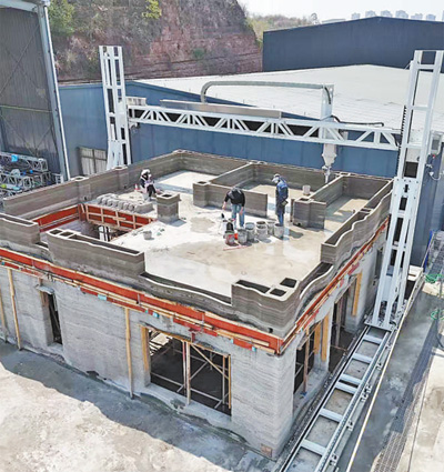 3D打印的雙層小樓封頂